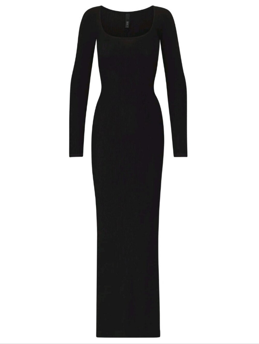 Skims Soft Lounge Ribbed Long Sleeve Maxi Dress M Black